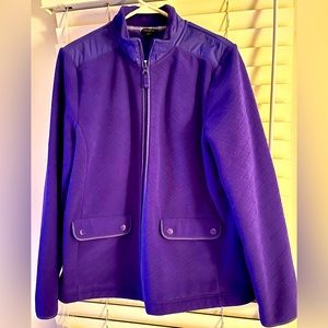 Talbots NWOT Purple Diamond quilted fleece jacket Size Large